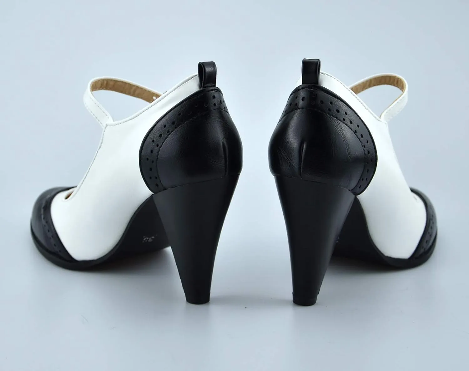 Womens Brown Retro Mary Jane Oxford High Heels Pumps Shoes for Women Teardrop Cutout Round Toe Pierced Strappy Oxfords Mary Janes High-Heel Pump Shoe