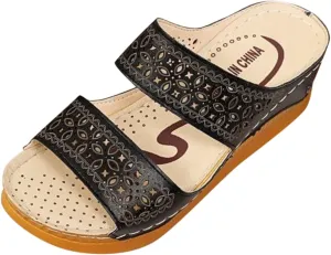 Women's Fashion Slide Sandal And Sandals Fashion Roman Toe Slippers Summer With Hollow Slope Ladies Spring Women's