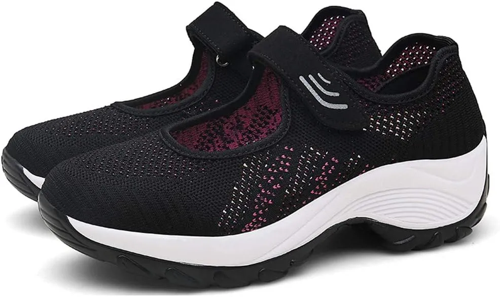 Women's Fashion Sneaker Mesh Slip On Black Non Slip Shoes for Women Comfortable Woman Walking Shoes Slide On Loafers Women Shoes White Leather Slip On Sneakers for Women