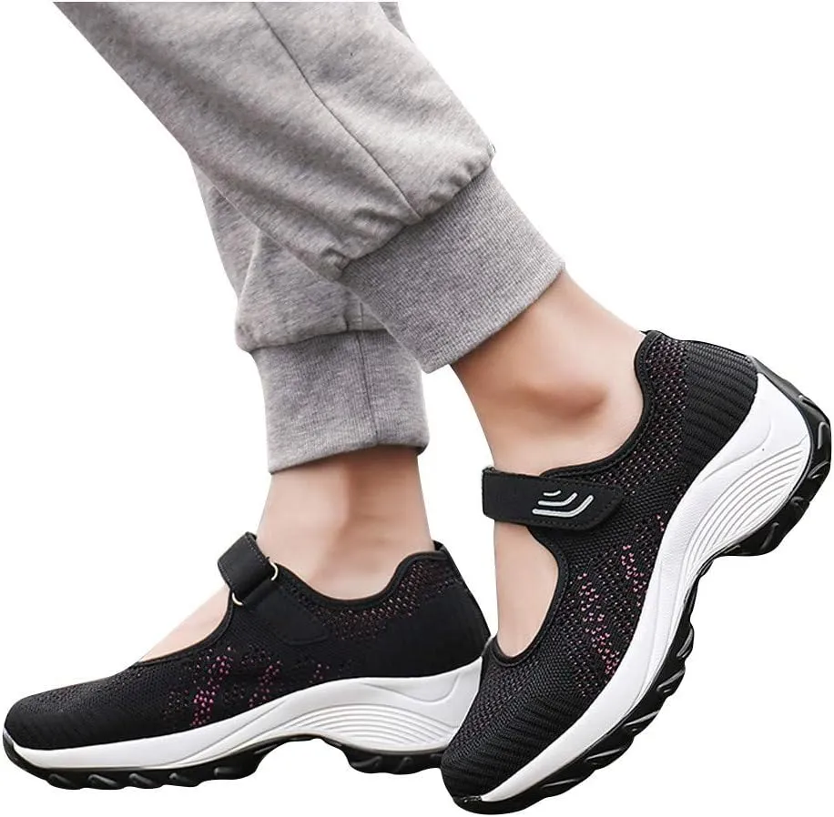 Women's Fashion Sneaker Mesh Slip On Black Non Slip Shoes for Women Comfortable Woman Walking Shoes Slide On Loafers Women Shoes White Leather Slip On Sneakers for Women