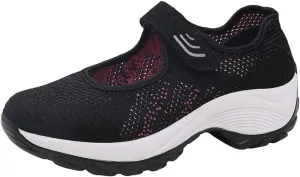 Women's Fashion Sneaker Mesh Slip On Black Non Slip Shoes for Women Comfortable Woman Walking Shoes Slide On Loafers Women Shoes White Leather Slip On Sneakers for Women