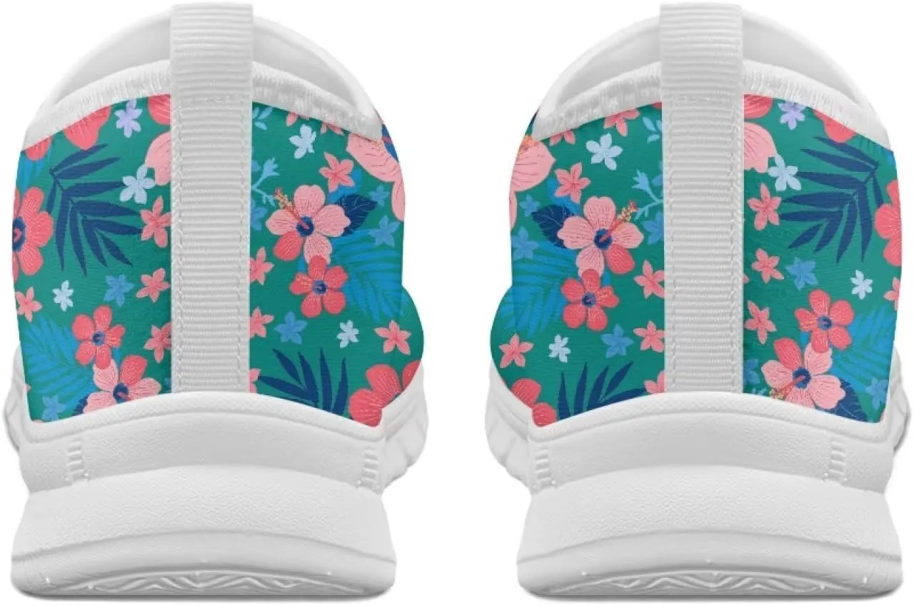 Women's Floral Print Sneaker Casual Low-Top Comfortable Outdoor Shoes Breathable Slip On Anti-Skid Tennis Sneaker for Ladies US 5.5-11.5