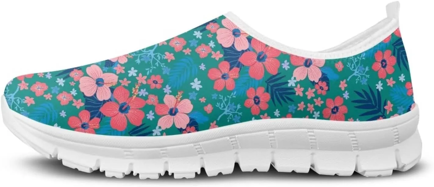 Women's Floral Print Sneaker Casual Low-Top Comfortable Outdoor Shoes Breathable Slip On Anti-Skid Tennis Sneaker for Ladies US 5.5-11.5
