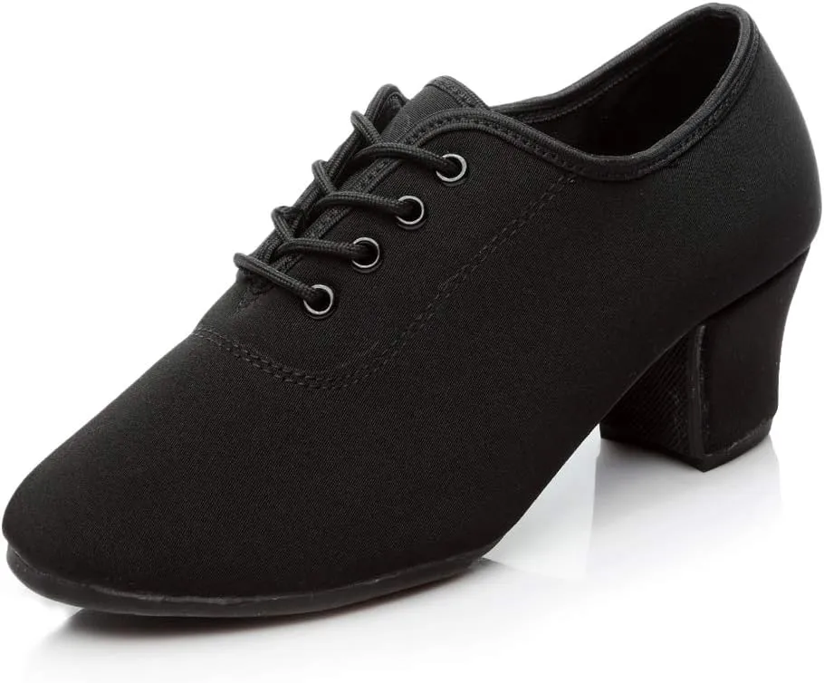 Women's lace-up Latin Dance Shoes Ballroom Modern Jazz Dance Practice Performance Shoes with Closed Toes,Model NJB