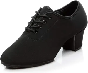 Women's lace-up Latin Dance Shoes Ballroom Modern Jazz Dance Practice Performance Shoes with Closed Toes,Model NJB