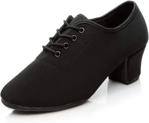 Women's lace-up Latin Dance Shoes Ballroom Modern Jazz Dance Practice Performance Shoes with Closed Toes,Model NJB