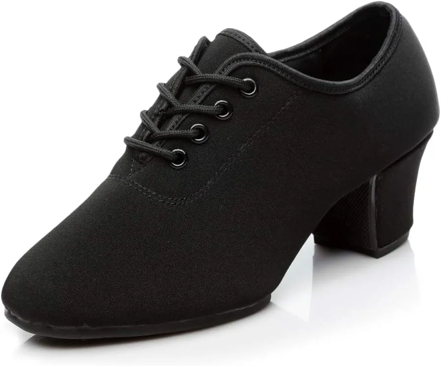 Women's lace-up Latin Dance Shoes Ballroom Modern Jazz Dance Practice Performance Shoes with Closed Toes,Model NJB