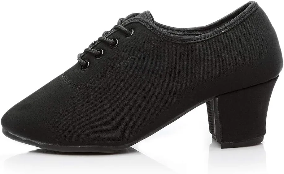Women's lace-up Latin Dance Shoes Ballroom Modern Jazz Dance Practice Performance Shoes with Closed Toes,Model NJB