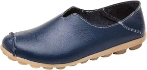 Womens Leather Shoes Casual Dressy Comfortable Loafers Summer Slip On Walking Driving Flats Lightweight Work Shoes 2025 Fashion