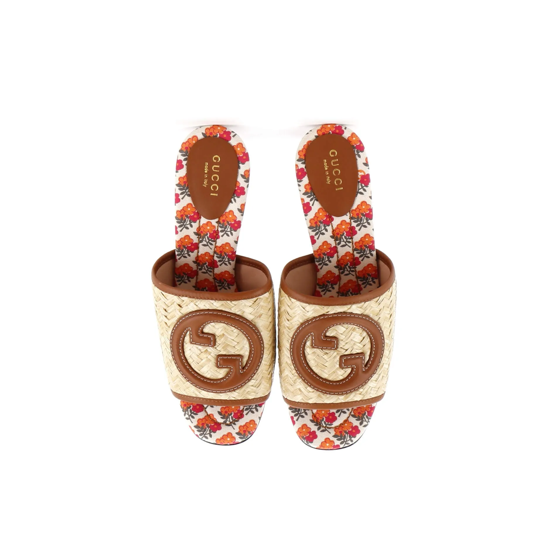 Women's Mabel Heeled Mule Sandals Raffia with Leather