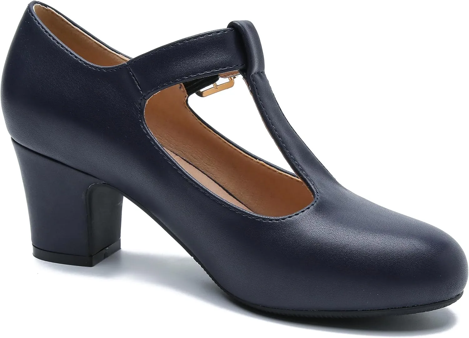 Women's Mary Jane Pumps T-Strap Block Chunky High Heels Ankle Strap Buckle Comfortable Wedding Dress Evening Party Shoes