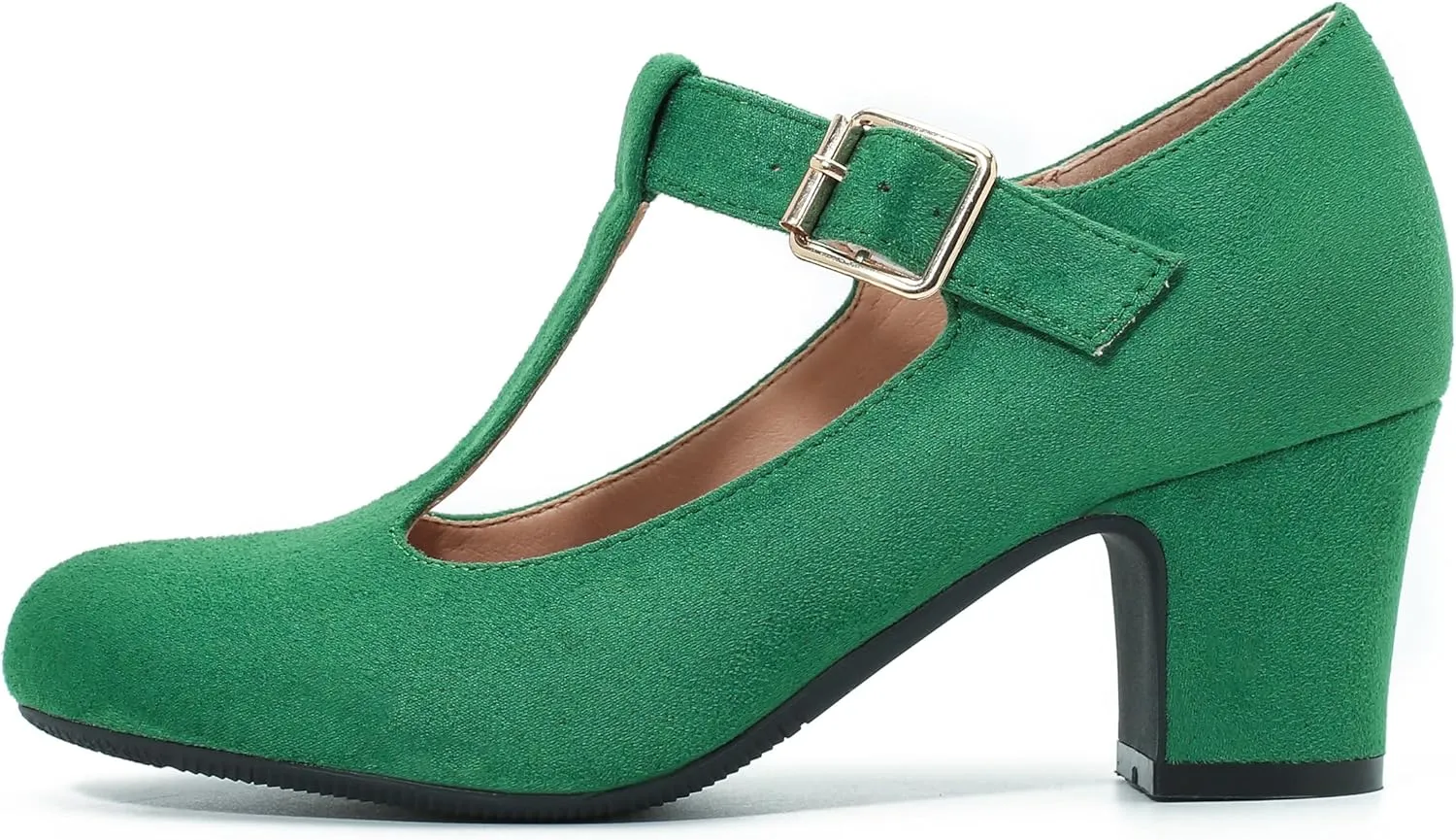 Women's Mary Jane Pumps T-Strap Block Chunky High Heels Ankle Strap Buckle Comfortable Wedding Dress Evening Party Shoes