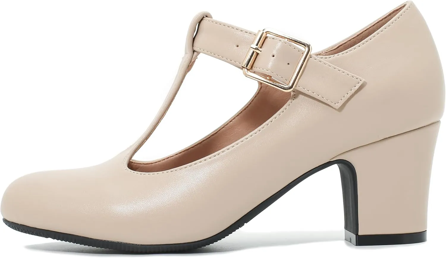 Women's Mary Jane Pumps T-Strap Block Chunky High Heels Ankle Strap Buckle Comfortable Wedding Dress Evening Party Shoes