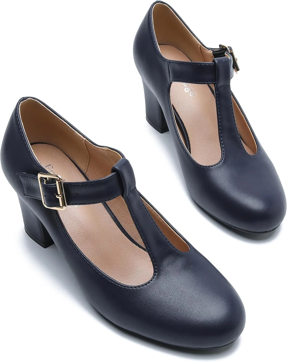 Women's Mary Jane Pumps T-Strap Block Chunky High Heels Ankle Strap Buckle Comfortable Wedding Dress Evening Party Shoes