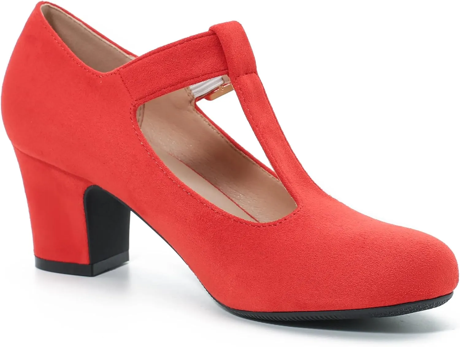 Women's Mary Jane Pumps T-Strap Block Chunky High Heels Ankle Strap Buckle Comfortable Wedding Dress Evening Party Shoes