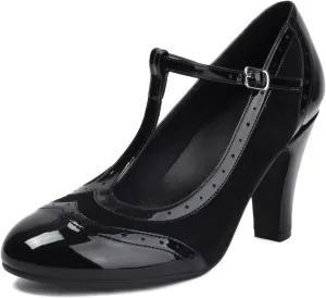 Women's Mary Jane Wingtip Rockability Oxford Close Round Toe Vintage 1950s Gatsby Heels T-Straps Retro 1920s Victorian Pumps Shoes