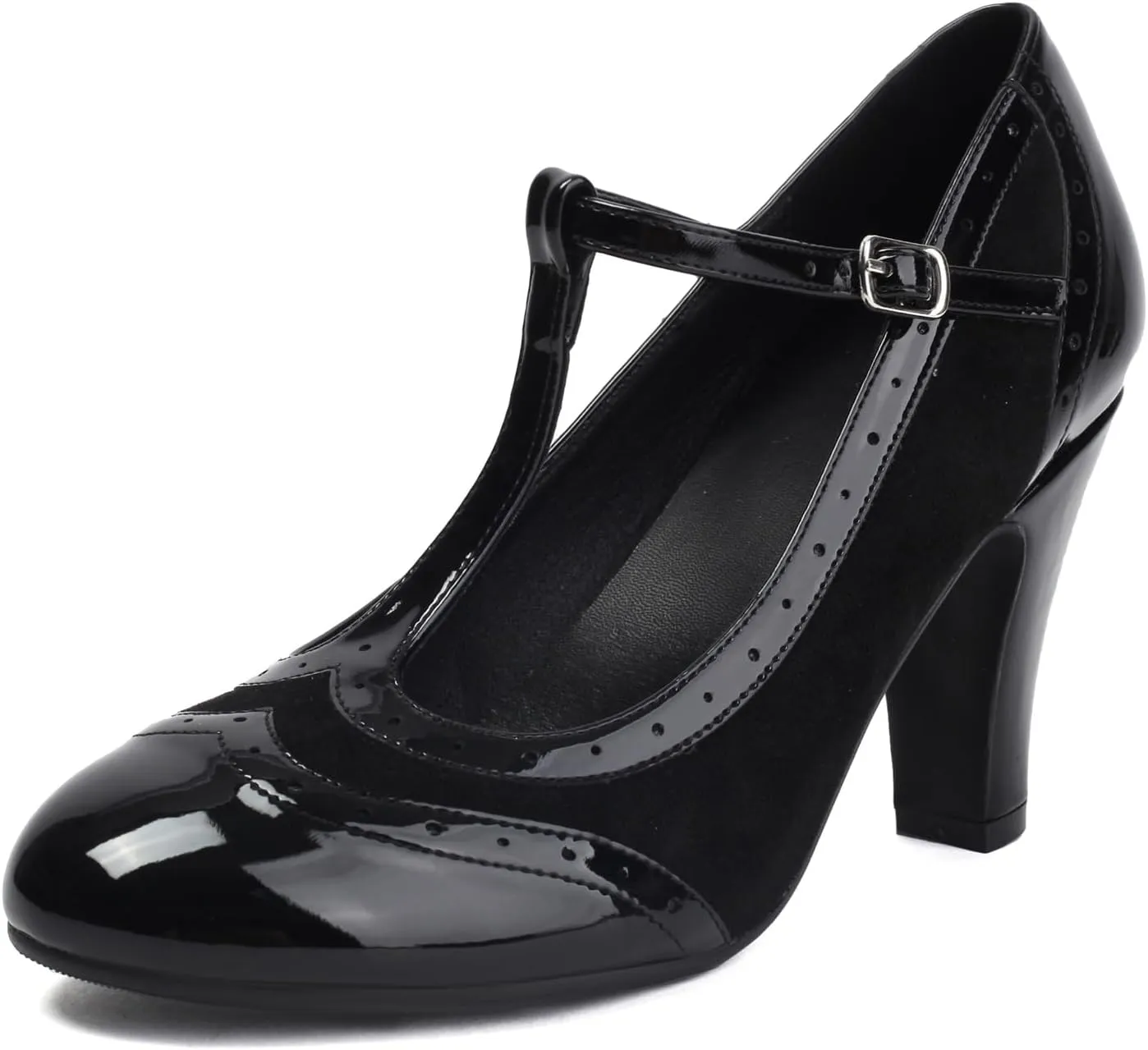Women's Mary Jane Wingtip Rockability Oxford Close Round Toe Vintage 1950s Gatsby Heels T-Straps Retro 1920s Victorian Pumps Shoes
