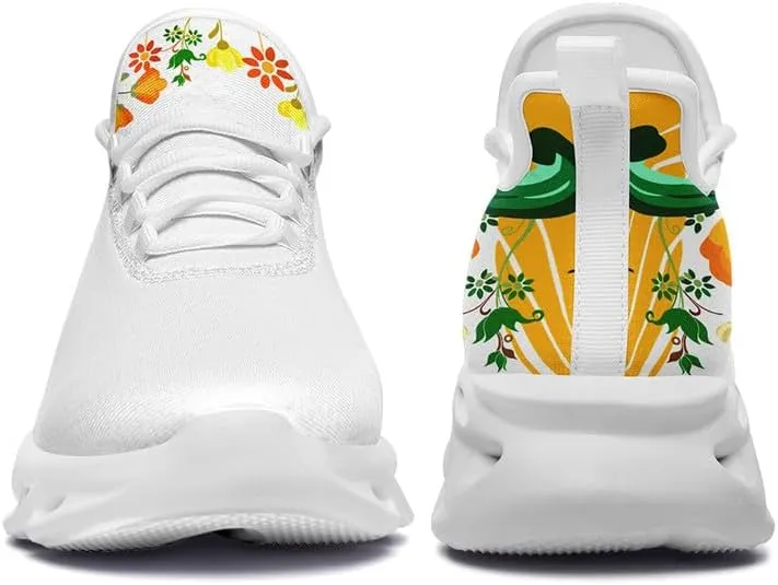 Women's Mexican Flower Running Shoes Vintage Floral Print Athletic Cushion Non Slip Sports Walking Sneaker Gym Tennis Shoes Mother's Gift