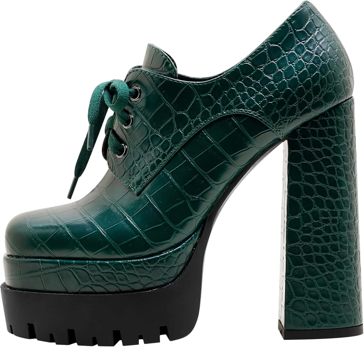 Women's Platform Pumps Round Toe Lace Up Oxford Shoes 15cm/6 inch Chunky Heel Ankle Booties