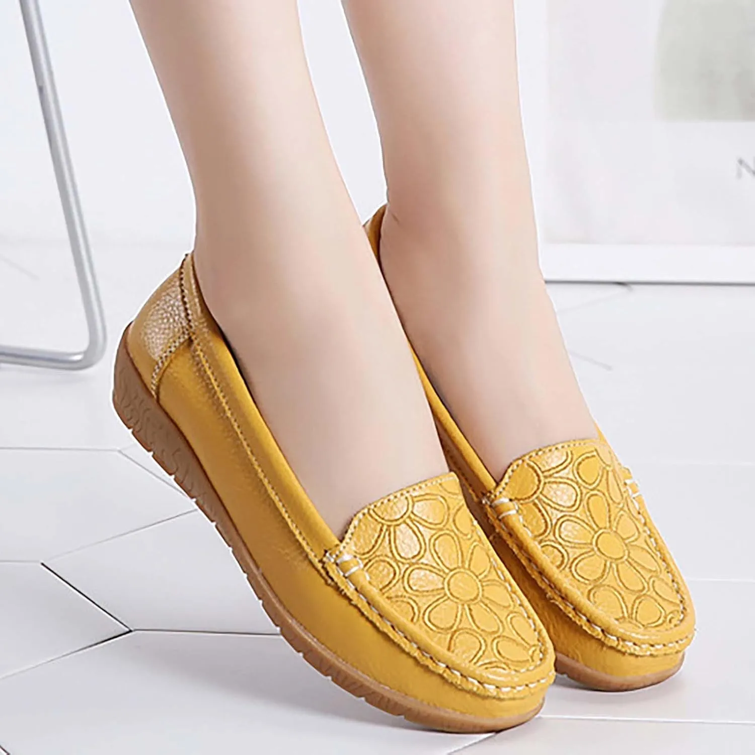 Women's Shoes Casual Dressy Soft Sole Slip On Chunky Loafers Shoes Cute Comfortable Casual Business Work Flats
