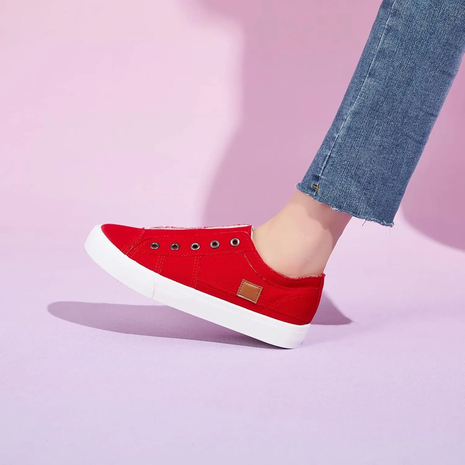 Women's Slip on Shoes Non Slip Fashion Canvas Sneakers Low Top Casual Shoes