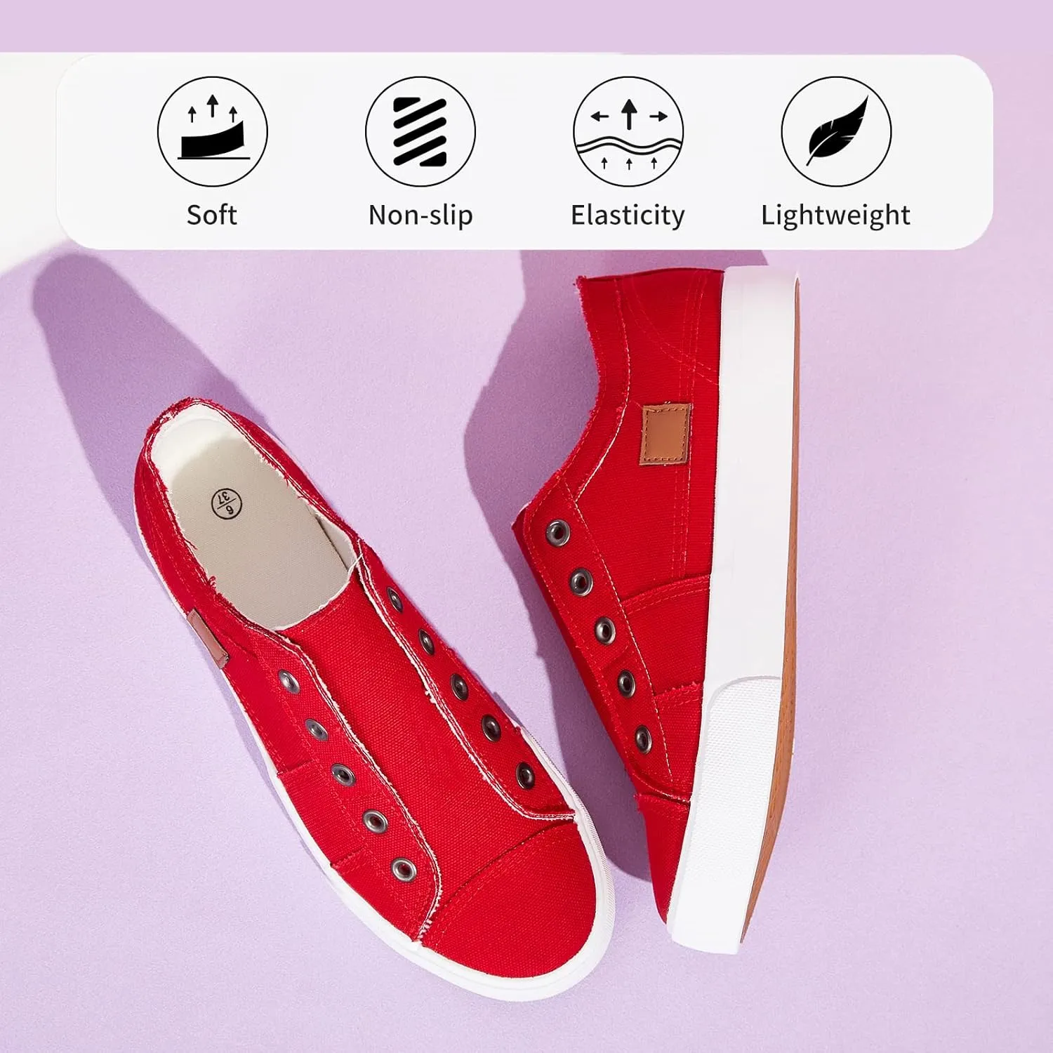 Women's Slip on Shoes Non Slip Fashion Canvas Sneakers Low Top Casual Shoes