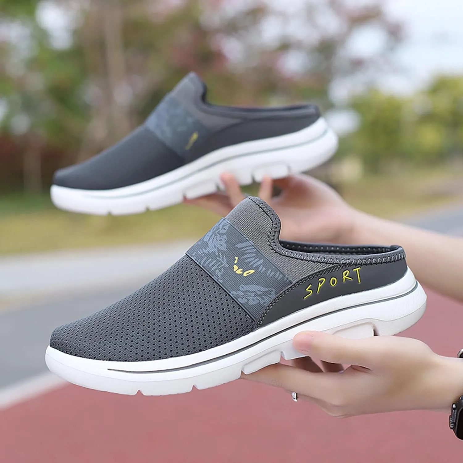 Womens Summer Breathable Mesh Slippers Mens Dress Shoes Mesh Casual Work Shoes White Platform Sneakers Platform Tennis Shoe Cross Trainer Shoe