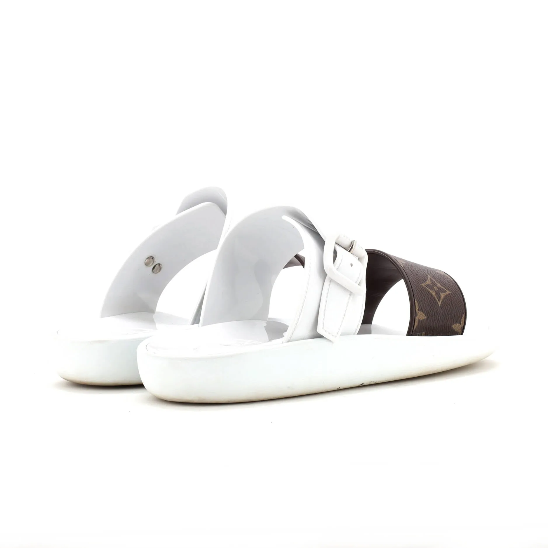 Women's Sunbath Flat Mule Sandals Monogram Canvas and Rubber