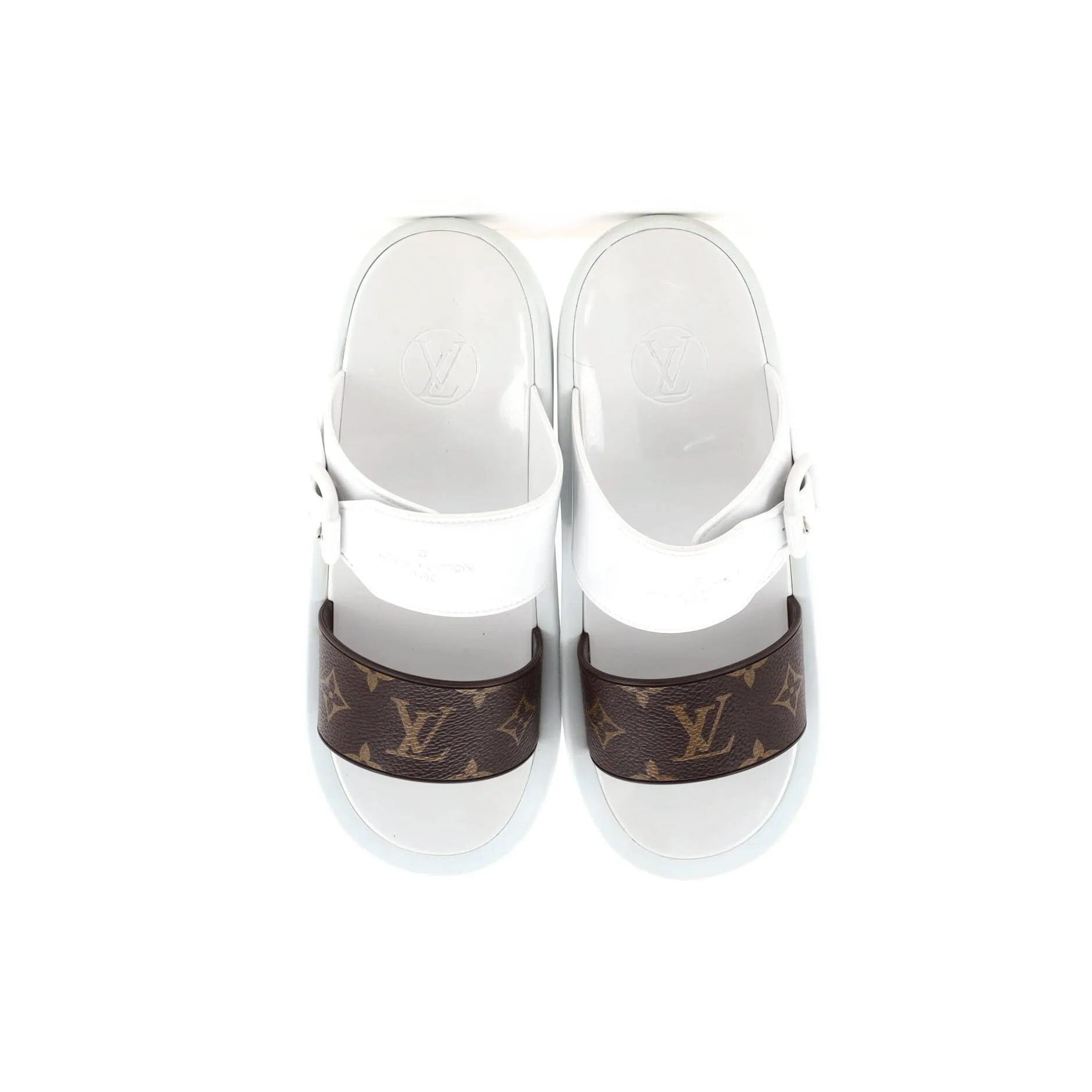 Women's Sunbath Flat Mule Sandals Monogram Canvas and Rubber