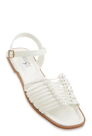 Woven Band Ankle Strap Sandals