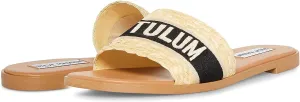 Woven Express delivery Steve Sandals Toe Madden On Rounded Strap Slip Open Raffia Knox Practical design Flat