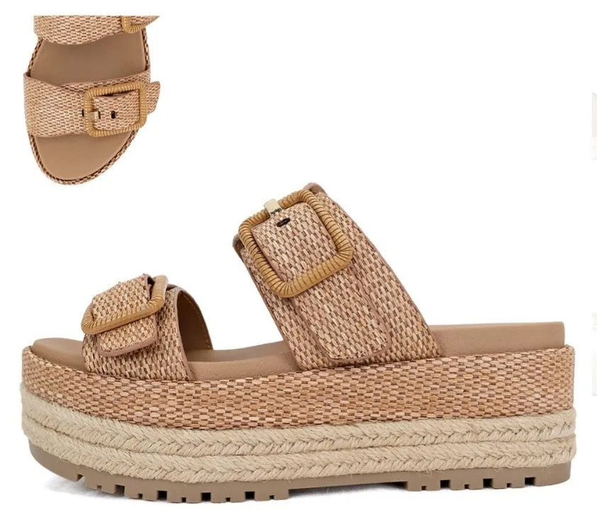 Woven Platform Sandals- Tan