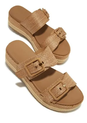 Woven Platform Sandals- Tan