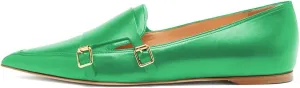XYD Women Fashion Closed Pointed Toe Flats Slip on Double Buckles Upper Strap Loafers Dress Office Shoes