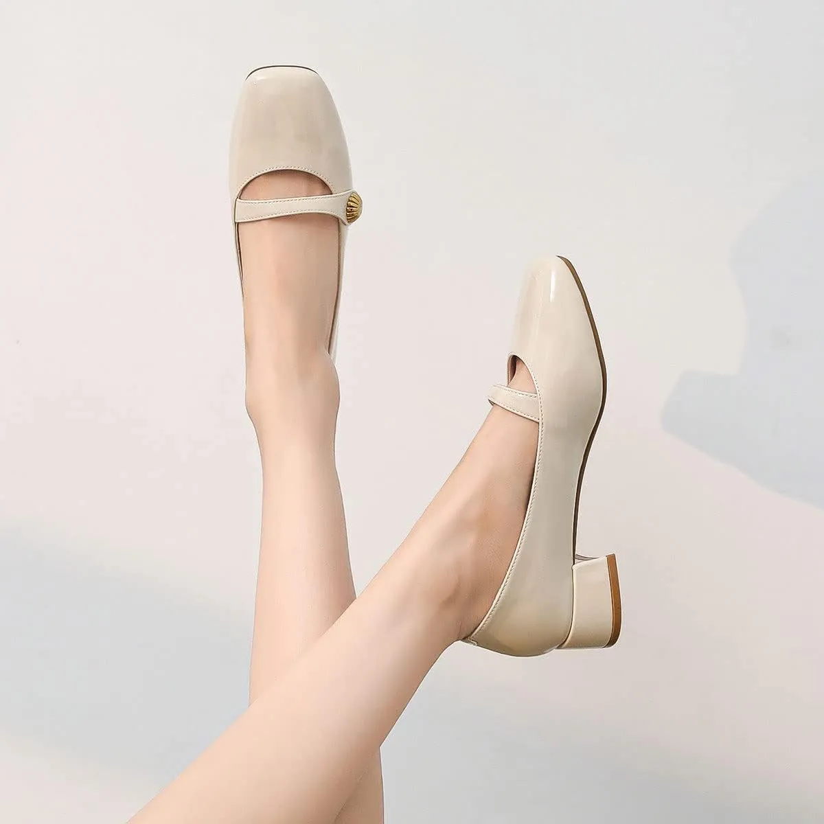 YDN Women Square Toe Mary Janes Block Low Heel Pumps Daisy Buckle Formal Wear Dress Outdoor Shoes Size 4-15 US