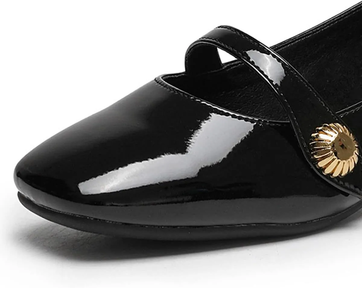 YDN Women Square Toe Mary Janes Block Low Heel Pumps Daisy Buckle Formal Wear Dress Outdoor Shoes Size 4-15 US