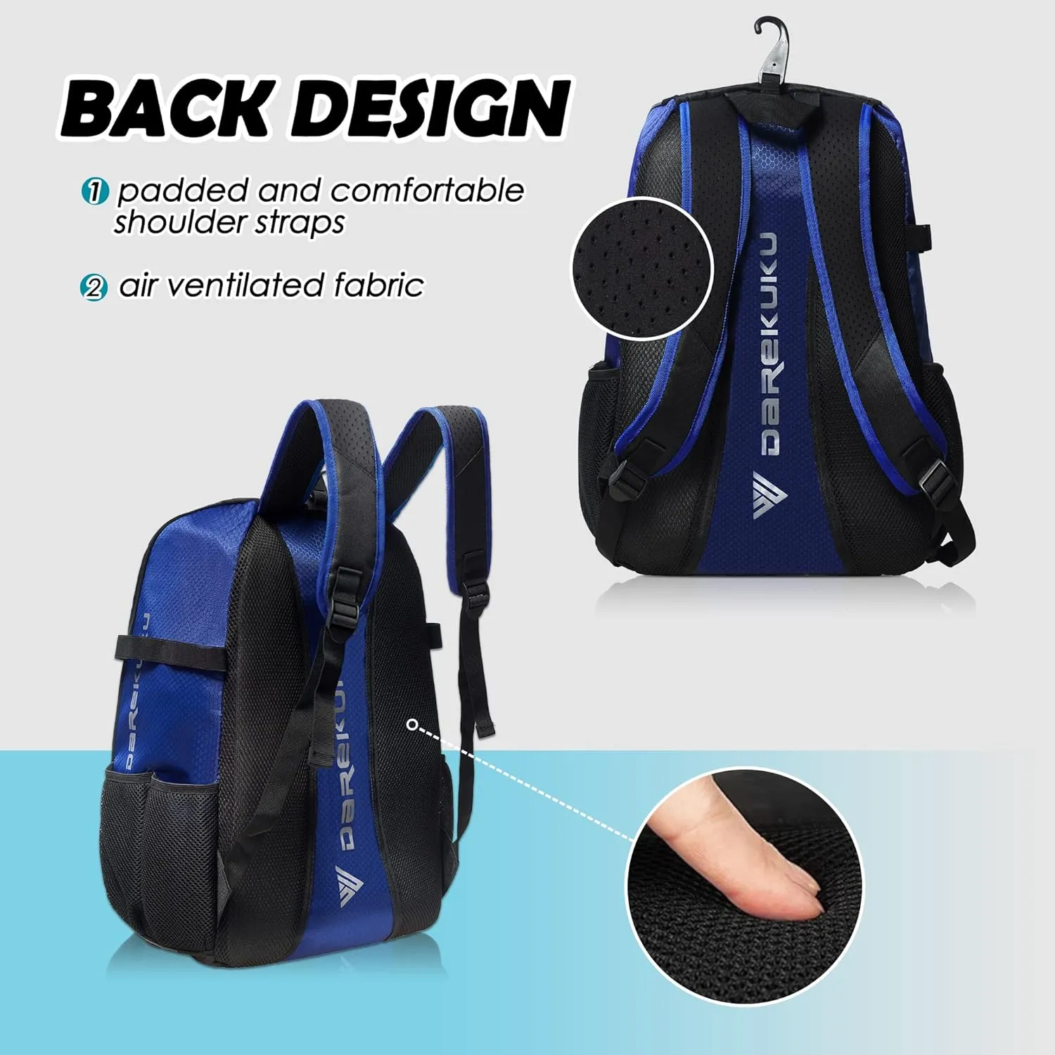 Youth Baseball Backpack, Softball Bag for Boys & Girls, Breathable T-Ball & Baseball Equipment & Gear