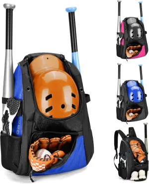Youth Baseball Backpack, Softball Bag for Boys & Girls, Breathable T-Ball & Baseball Equipment & Gear