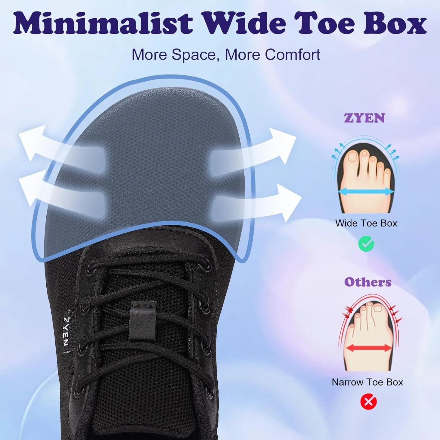 ZYEN Wide Toe Box Barefoot Shoes for Women | Wide Width Breathable Camouflage Shoes | Zero Drop Sole Fashion Non Slip Gym Sneaker Lightweight Minimalist Walking Sneaker